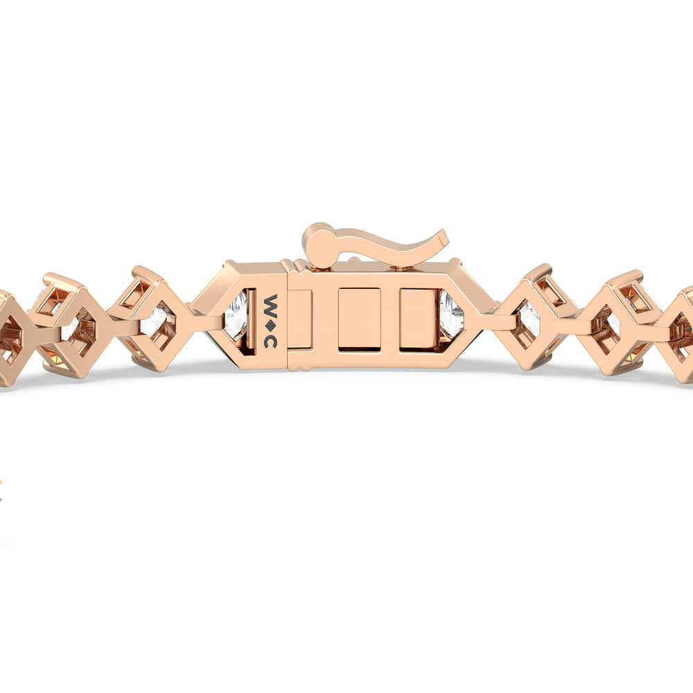 Kite Set Princess Tennis Bracelet with 4 3/8 Cut Diamond in 14KT Rose Gold view 7

