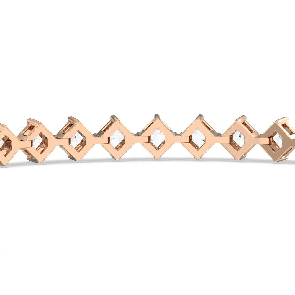 Kite Set Princess Tennis Bracelet with 4 3/8 Cut Diamond in 14KT Rose Gold view 8
