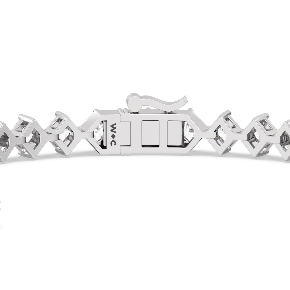 Kite Set Princess Tennis Bracelet with 4 3/8 Cut Diamond in 14KT White Gold view 7
