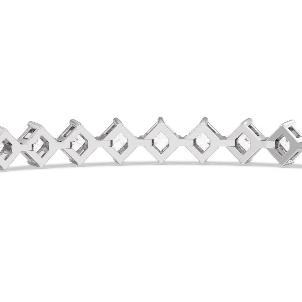 Kite Set Princess Tennis Bracelet with 4 3/8 Cut Diamond in 14KT White Gold view 8
