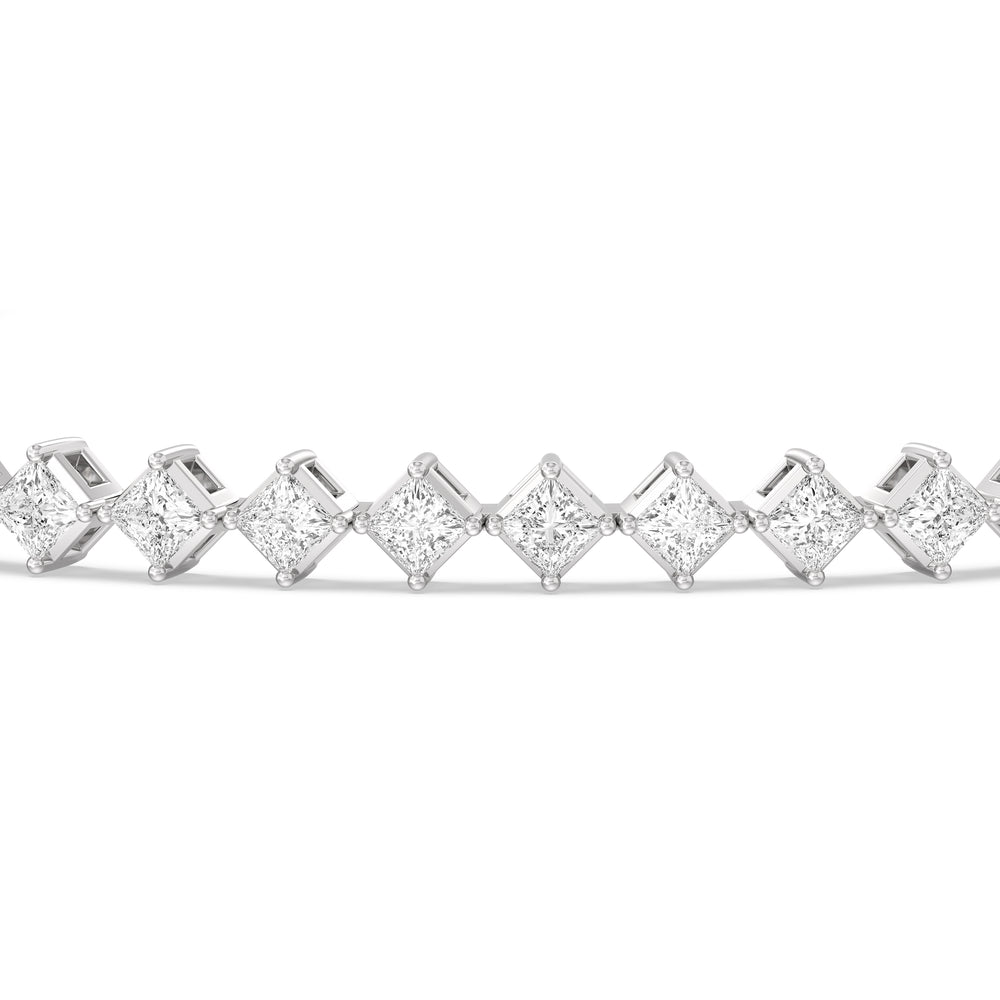 Kite Set Princess Tennis Bracelet with 4 3/8 Cut Diamond in 14KT White Gold view 6
