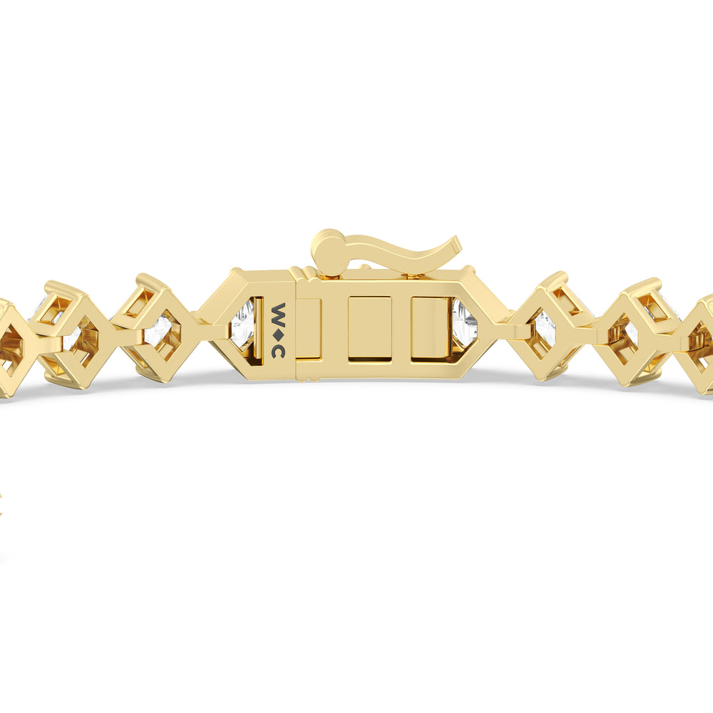 Kite Set Princess Tennis Bracelet with 4 3/8 Cut Diamond in 14KT Yellow Gold view 7
