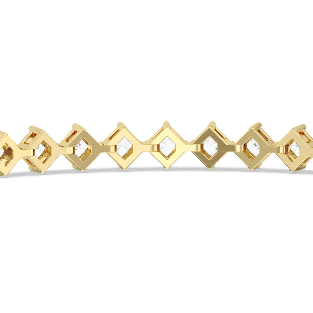 Kite Set Princess Tennis Bracelet with 4 3/8 Cut Diamond in 14KT Yellow Gold view 8
