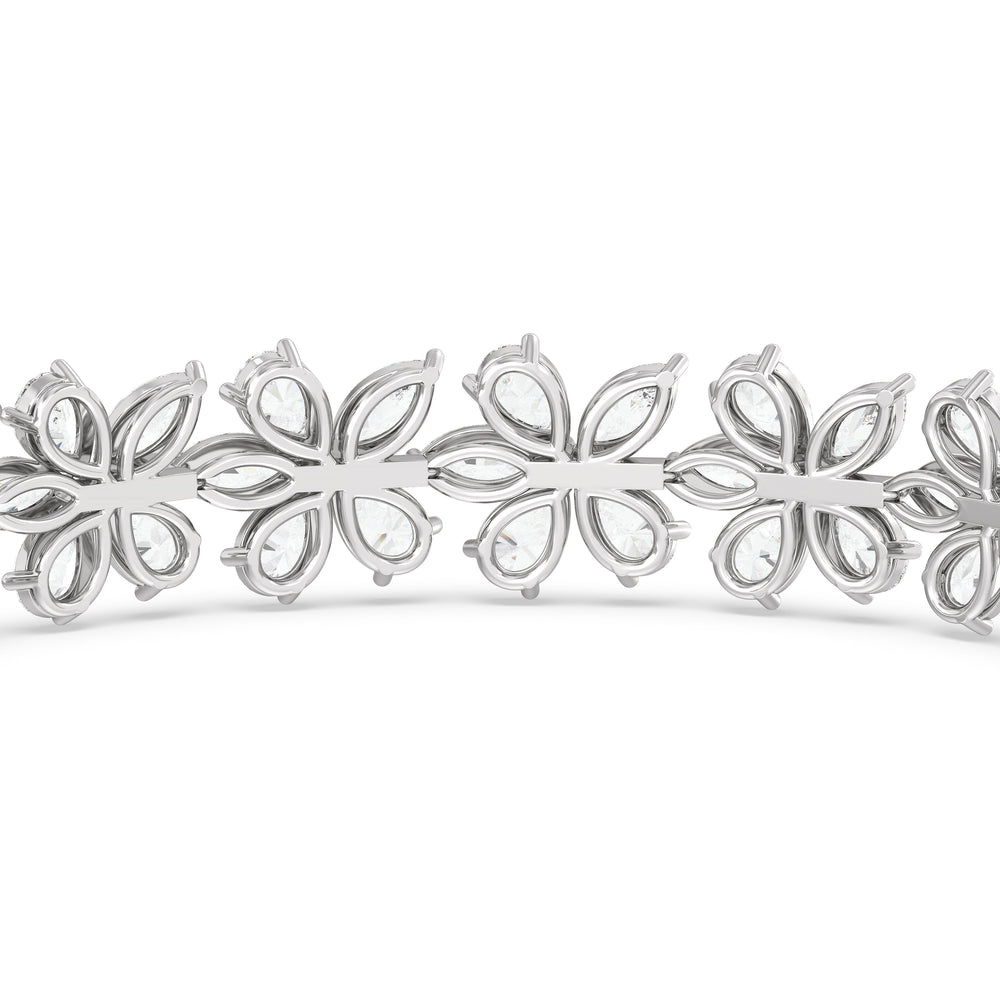 Plumeria Bracelet with Lab Cut Diamond in 14KT White Gold view 8
