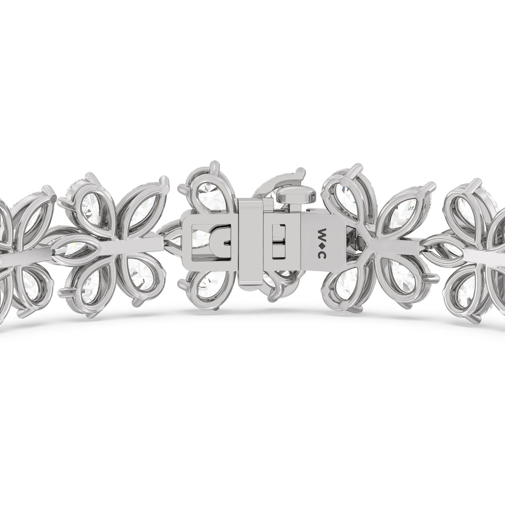 Plumeria Bracelet with Lab Cut Diamond in 14KT White Gold view 7
