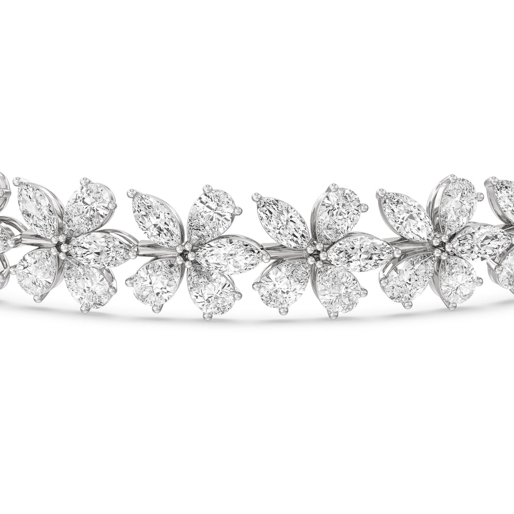 Plumeria Bracelet with Lab Cut Diamond in 14KT White Gold view 6
