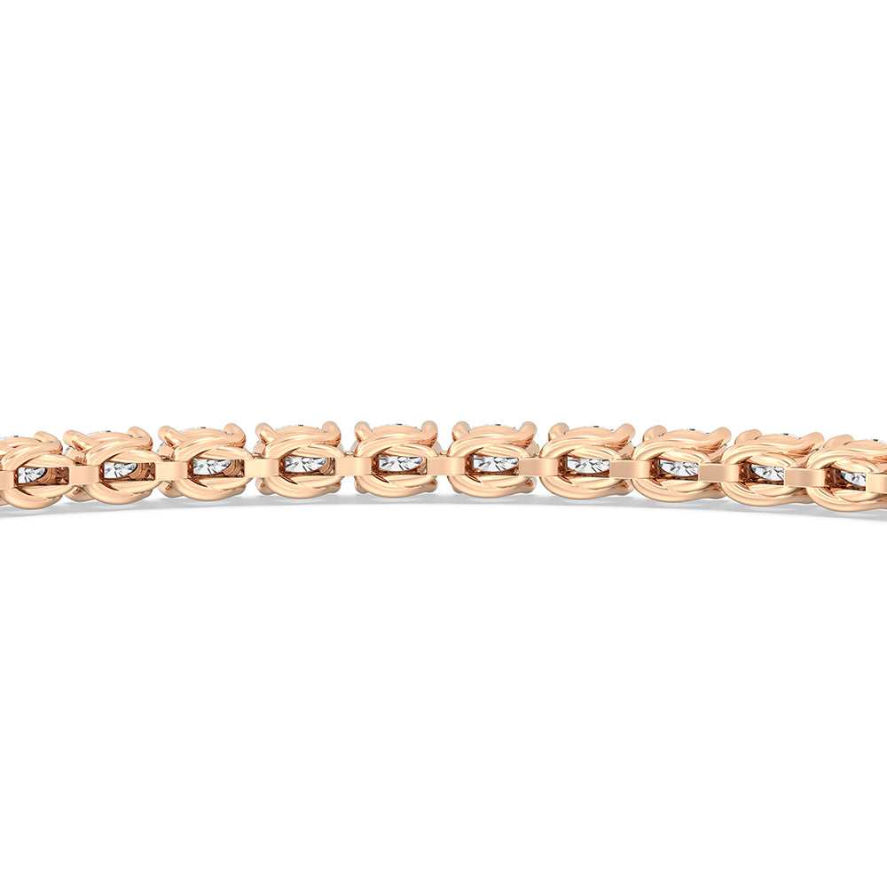 East-West Oval Tennis Bracelet with 2 9/10 Cut Diamond in 14KT Rose Gold view 8
