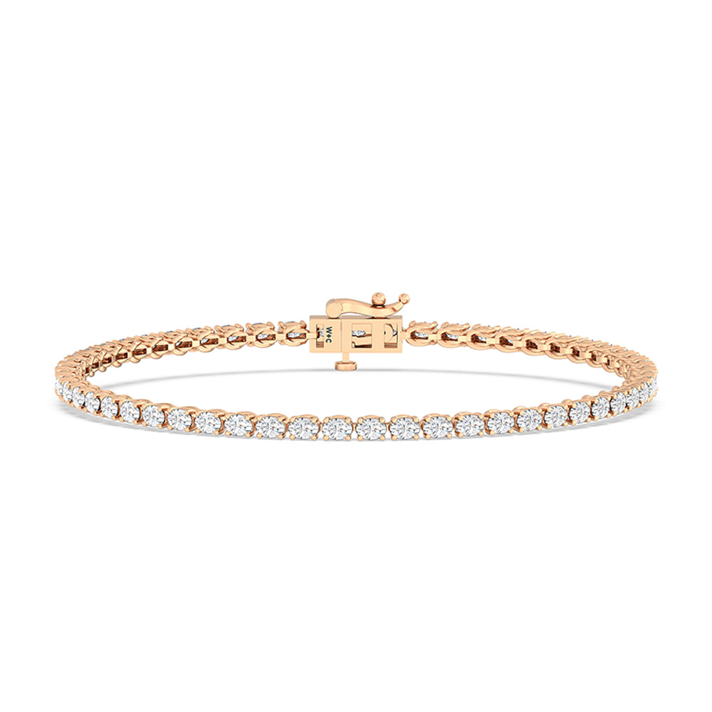 East-West Oval Tennis Bracelet with 2 9/10 Cut Diamond in 14KT Rose Gold view 1
