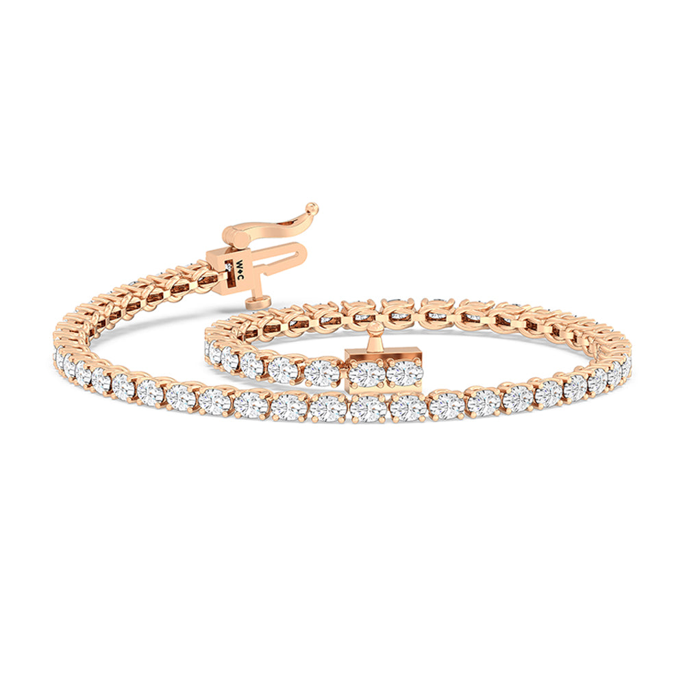 East-West Oval Tennis Bracelet with 2 9/10 Cut Diamond in 14KT Rose Gold view 5

