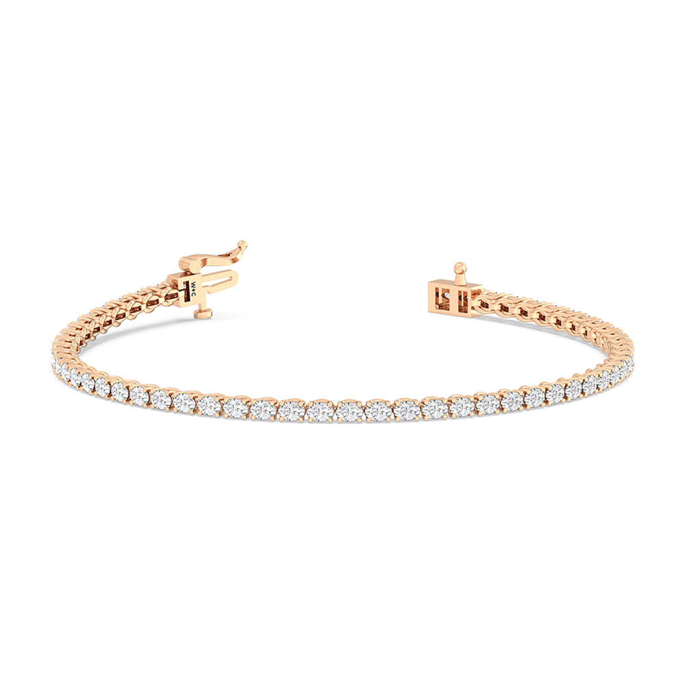 East-West Oval Tennis Bracelet with 2 9/10 Cut Diamond in 14KT Rose Gold view 2
