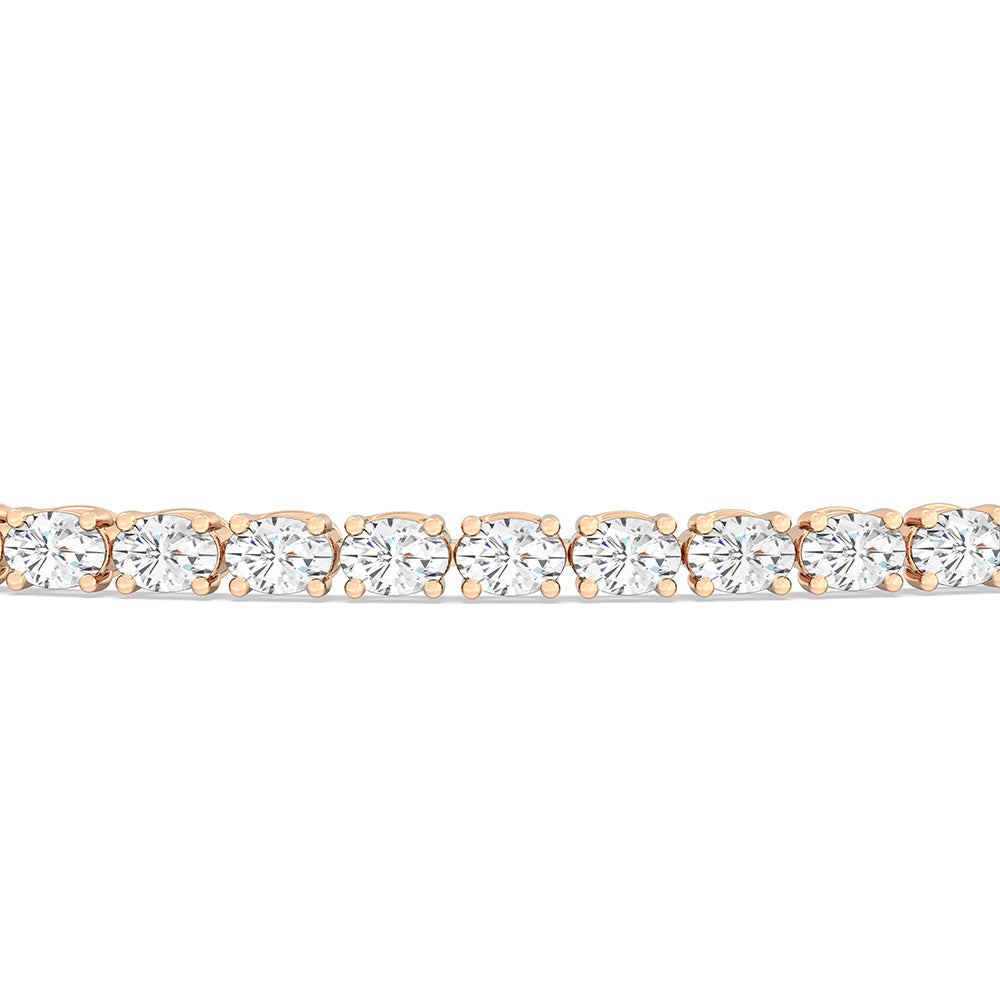 East-West Oval Tennis Bracelet with 2 9/10 Cut Diamond in 14KT Rose Gold view 6
