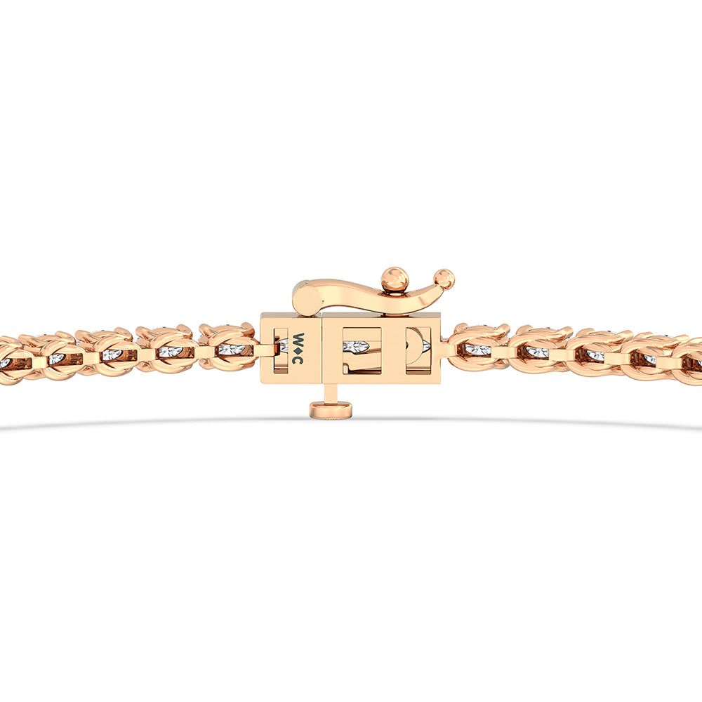 East-West Oval Tennis Bracelet with 2 9/10 Cut Diamond in 14KT Rose Gold view 7
