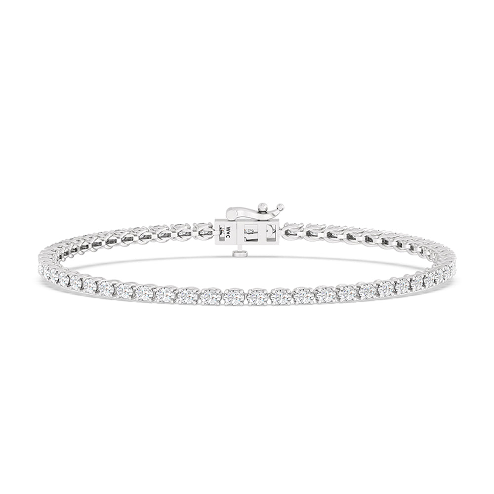 East-West Oval Tennis Bracelet with 2 9/10 Cut Diamond in 14KT White Gold view 1
