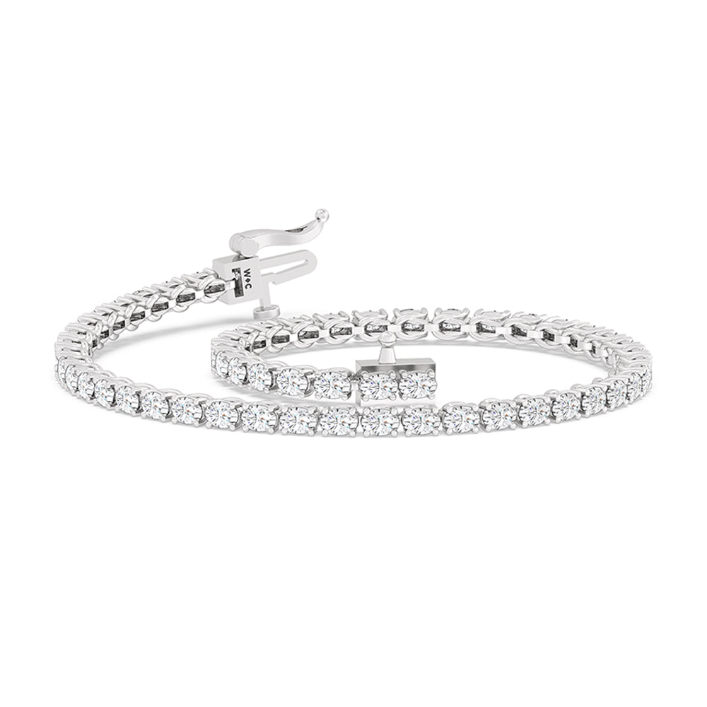 East-West Oval Tennis Bracelet with 2 9/10 Cut Diamond in 14KT White Gold view 5
