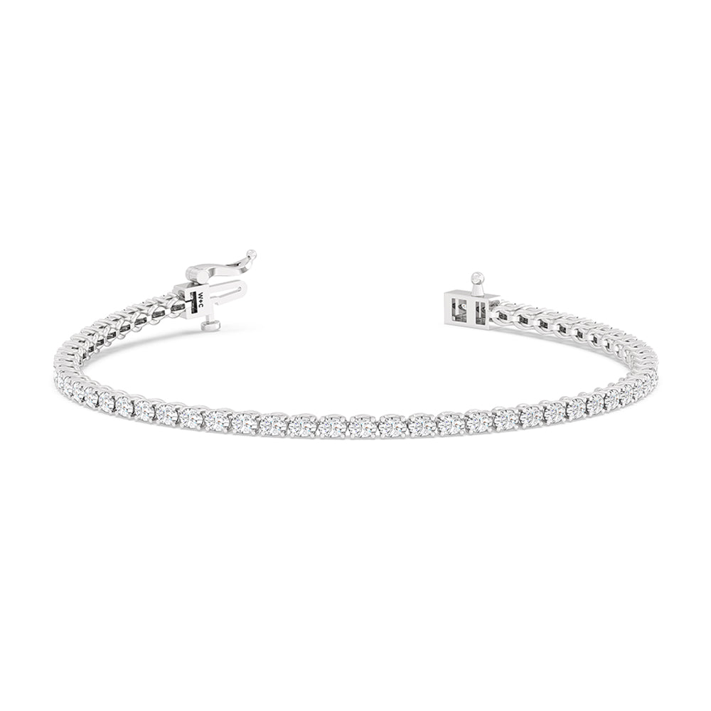East-West Oval Tennis Bracelet with 2 9/10 Cut Diamond in 14KT White Gold view 2
