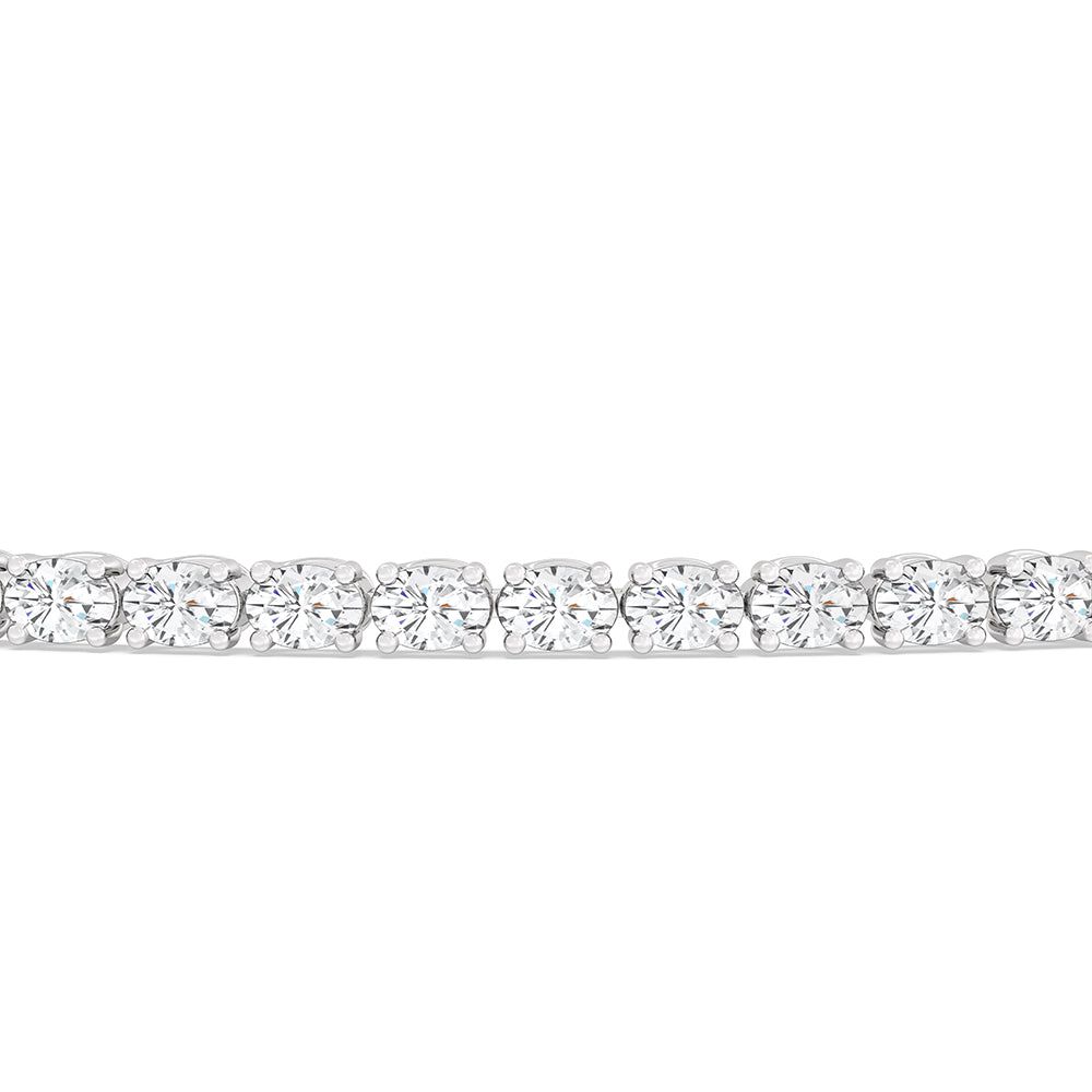 East-West Oval Tennis Bracelet with 2 9/10 Cut Diamond in 14KT White Gold view 6
