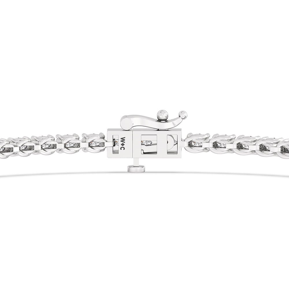 East-West Oval Tennis Bracelet with 2 9/10 Cut Diamond in 14KT White Gold view 7
