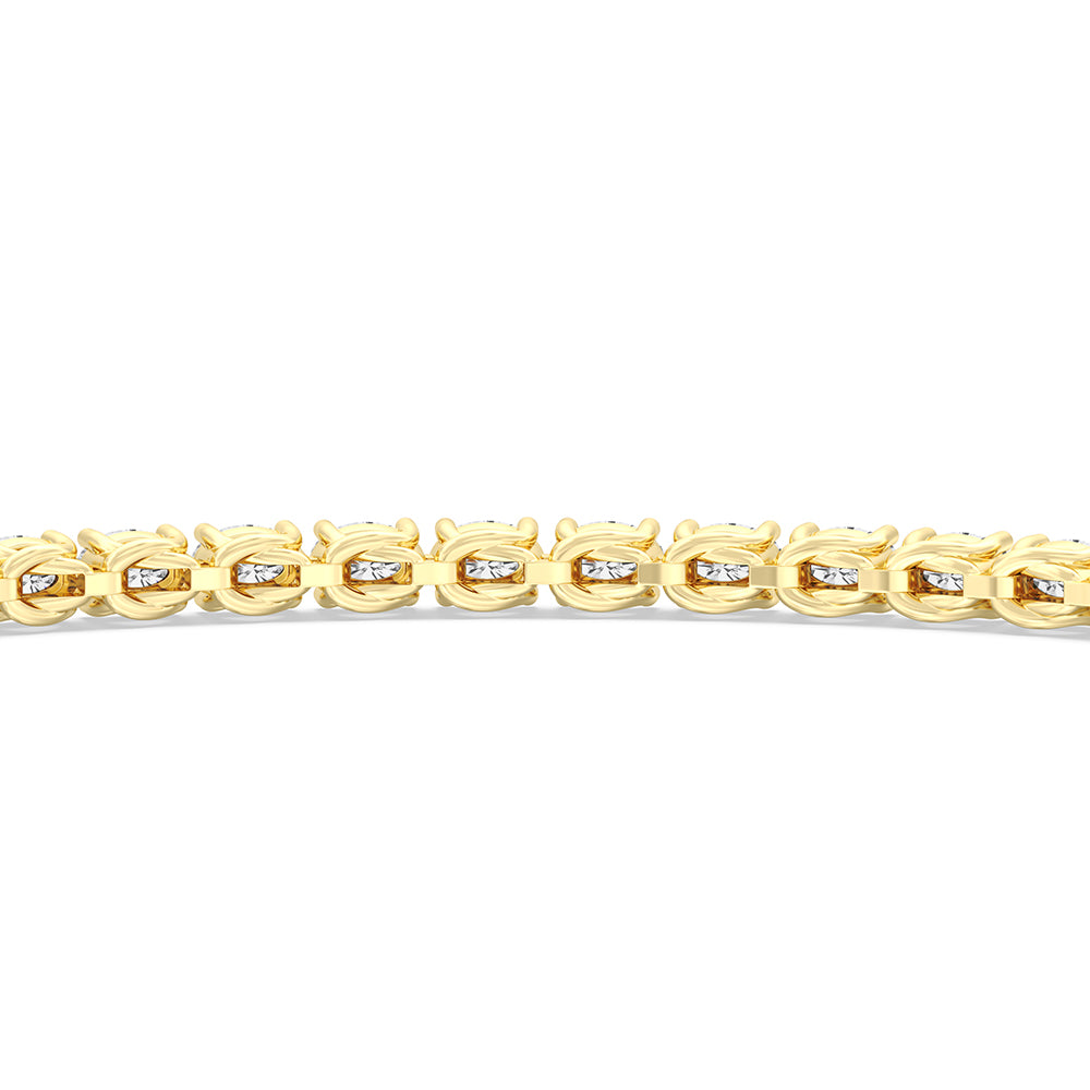 East-West Oval Tennis Bracelet with 2 9/10 Cut Diamond in 14KT Yellow Gold view 8

