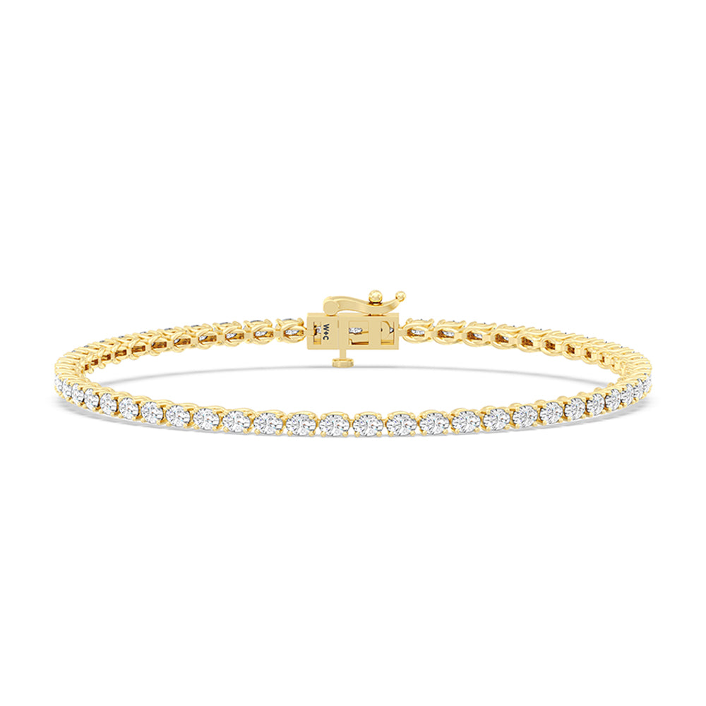 East-West Oval Tennis Bracelet with 2 9/10 Cut Diamond in 14KT Yellow Gold view 1
