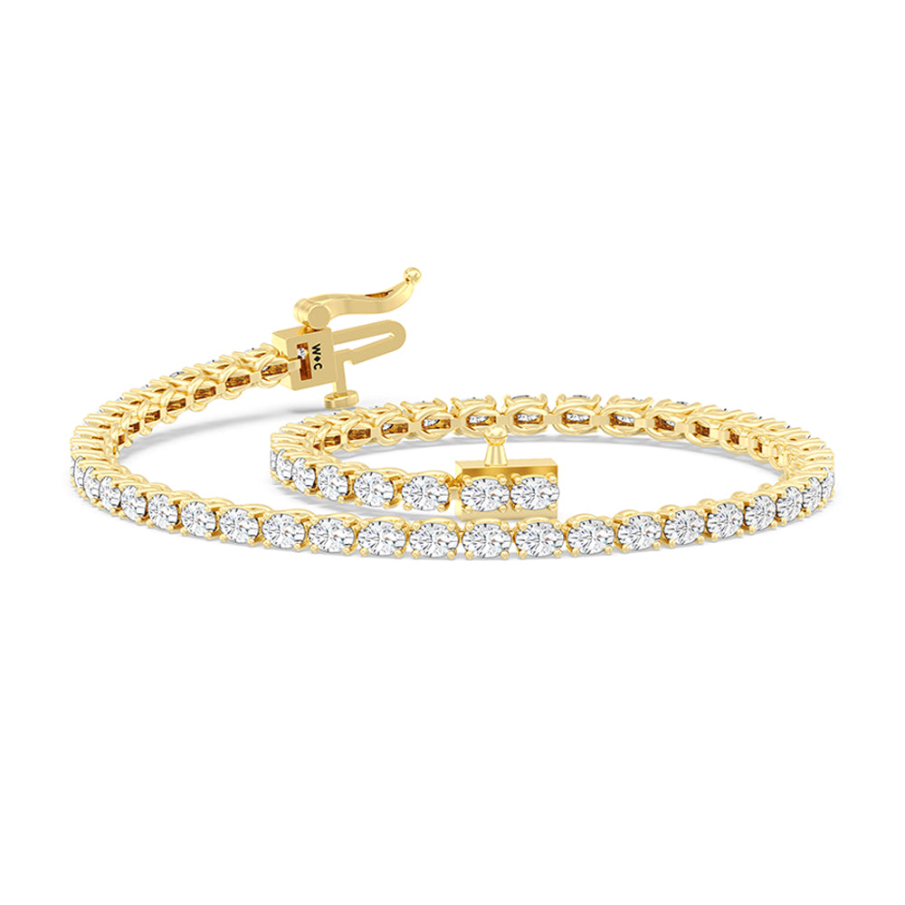East-West Oval Tennis Bracelet with 2 9/10 Cut Diamond in 14KT Yellow Gold view 5
