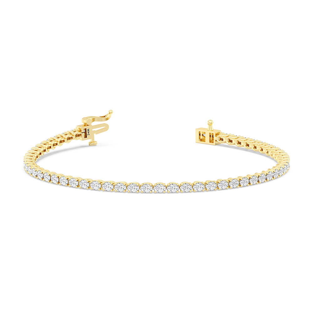 East-West Oval Tennis Bracelet with 2 9/10 Cut Diamond in 14KT Yellow Gold view 2
