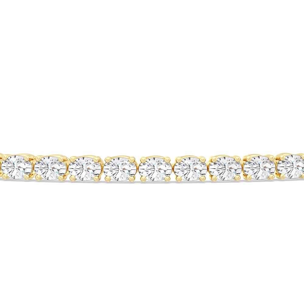 East-West Oval Tennis Bracelet with 2 9/10 Cut Diamond in 14KT Yellow Gold view 6
