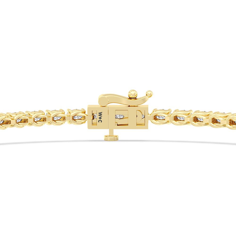 East-West Oval Tennis Bracelet with 2 9/10 Cut Diamond in 14KT Yellow Gold view 7
