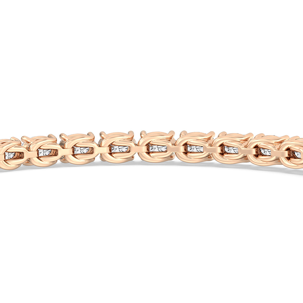 East-West Oval Tennis Bracelet with 7 Cut Diamond in 14KT Rose Gold view 7
