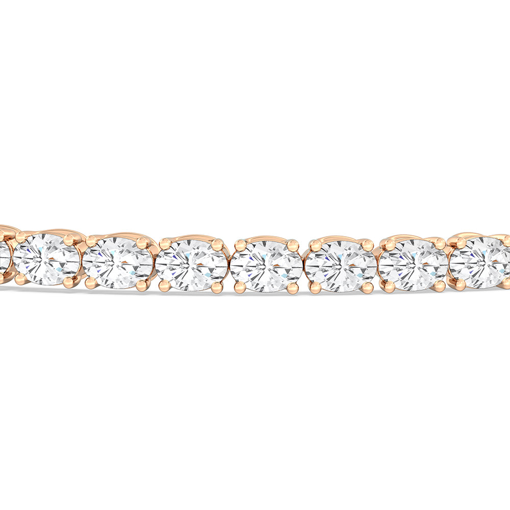 East-West Oval Tennis Bracelet with 7 Cut Diamond in 14KT Rose Gold view 6
