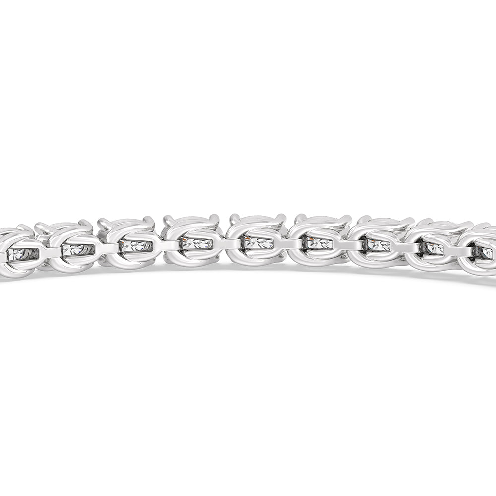 East-West Oval Tennis Bracelet with 7 Cut Diamond in 14KT White Gold view 8
