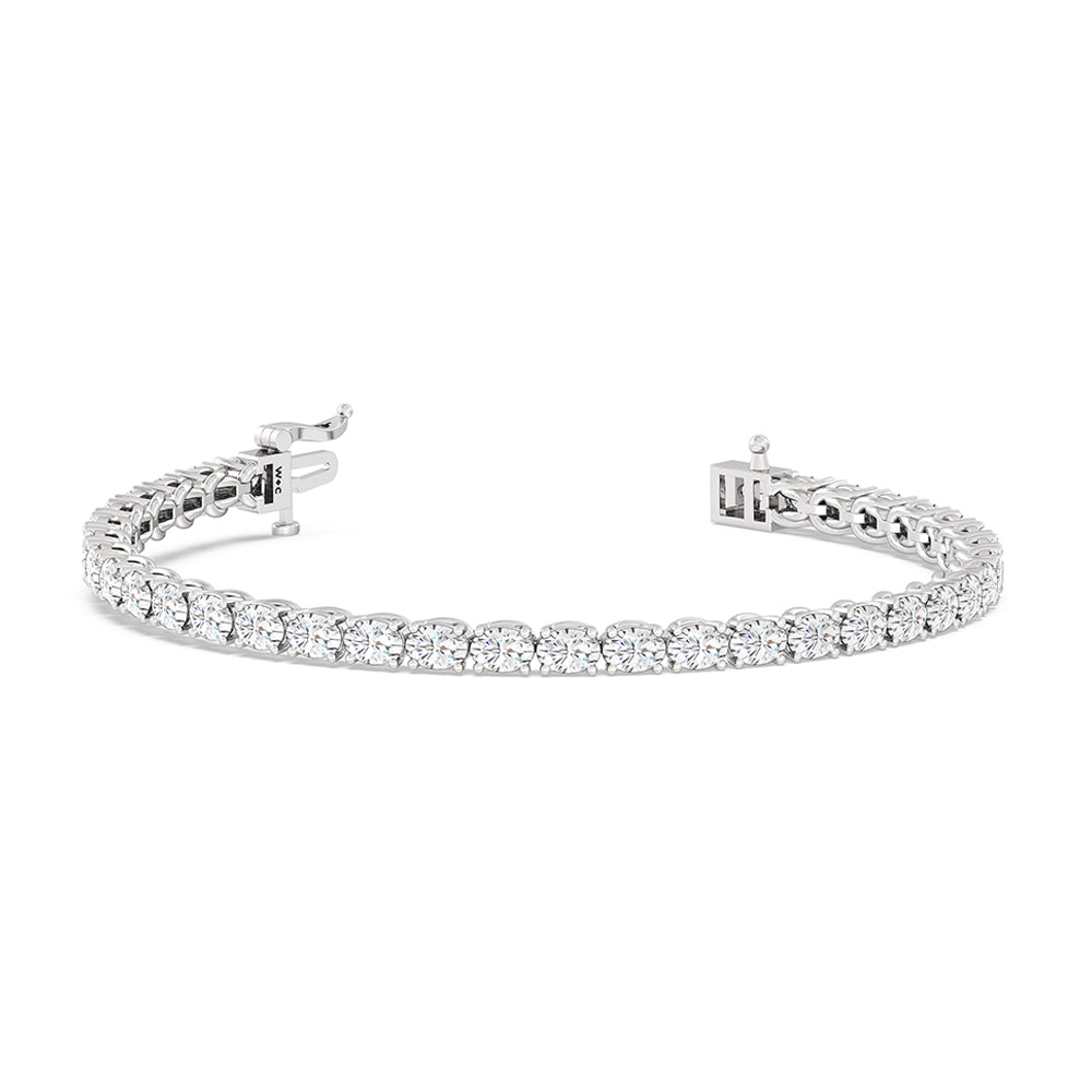East-West Oval Tennis Bracelet with 7 Cut Diamond in 14KT White Gold view 2
