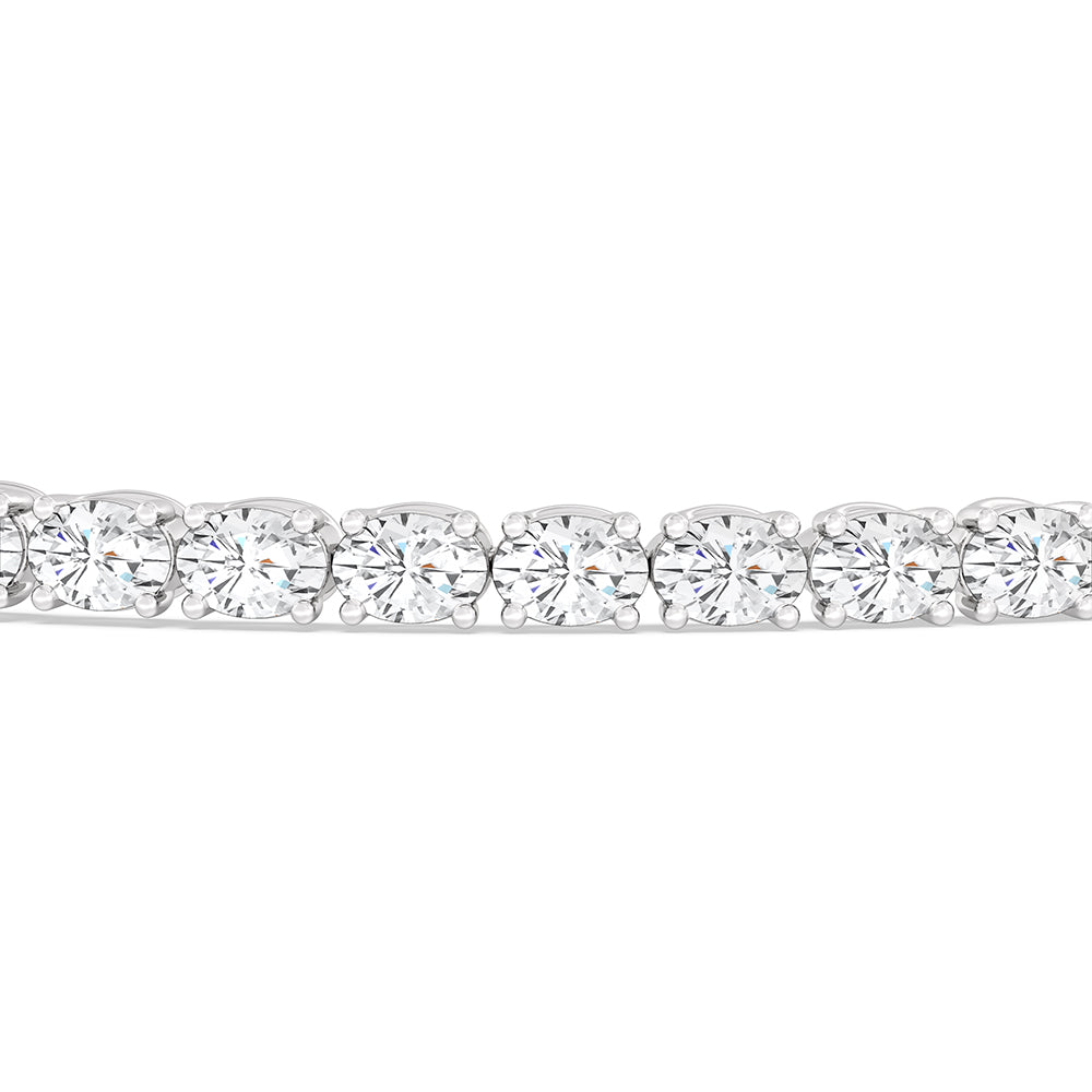East-West Oval Tennis Bracelet with 7 Cut Diamond in 14KT White Gold view 6
