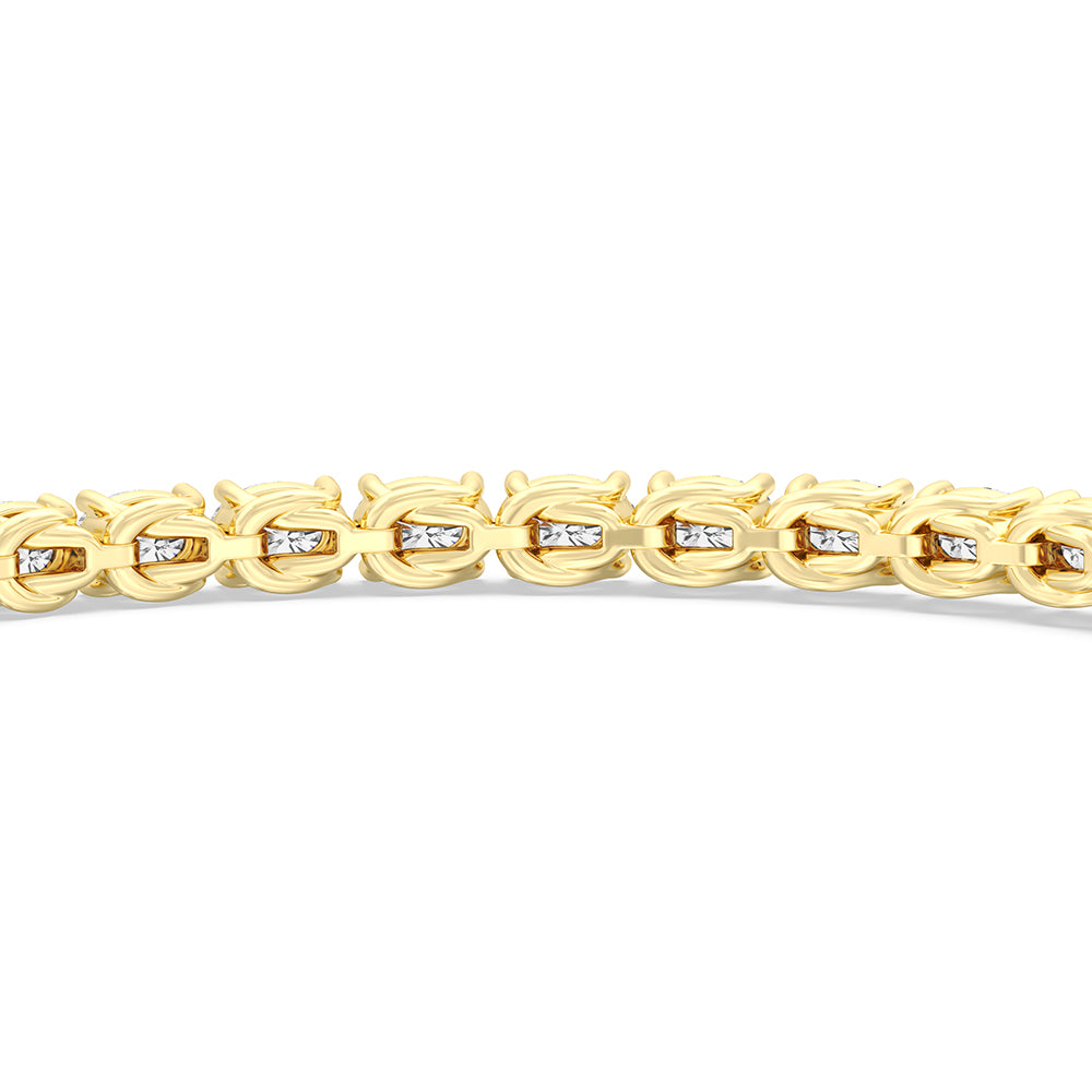 East-West Oval Tennis Bracelet with 7 Cut Diamond in 14KT Yellow Gold view 8
