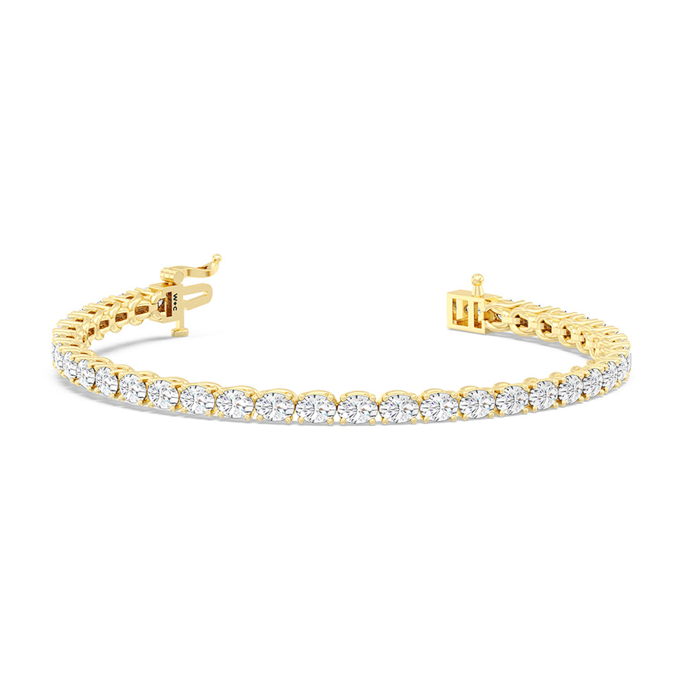 East-West Oval Tennis Bracelet with 7 Cut Diamond in 14KT Yellow Gold view 2

