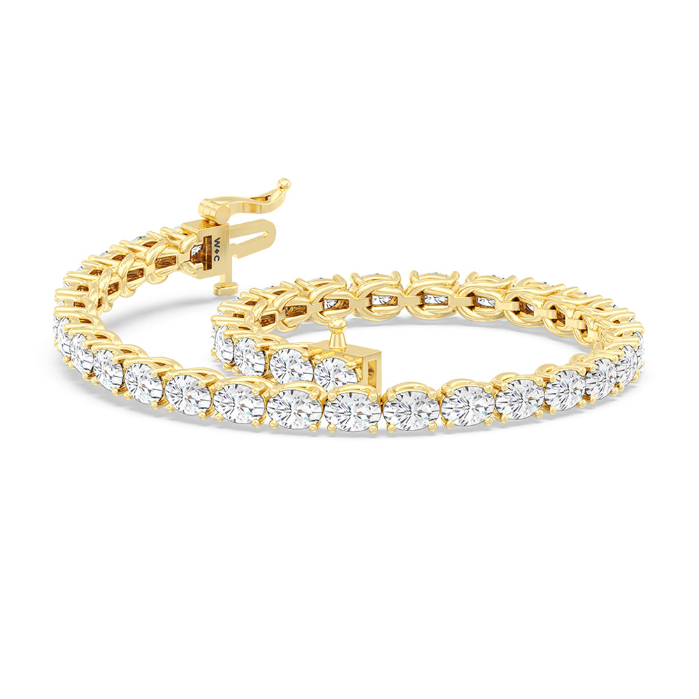East-West Oval Tennis Bracelet with 7 Cut Diamond in 14KT Yellow Gold view 5
