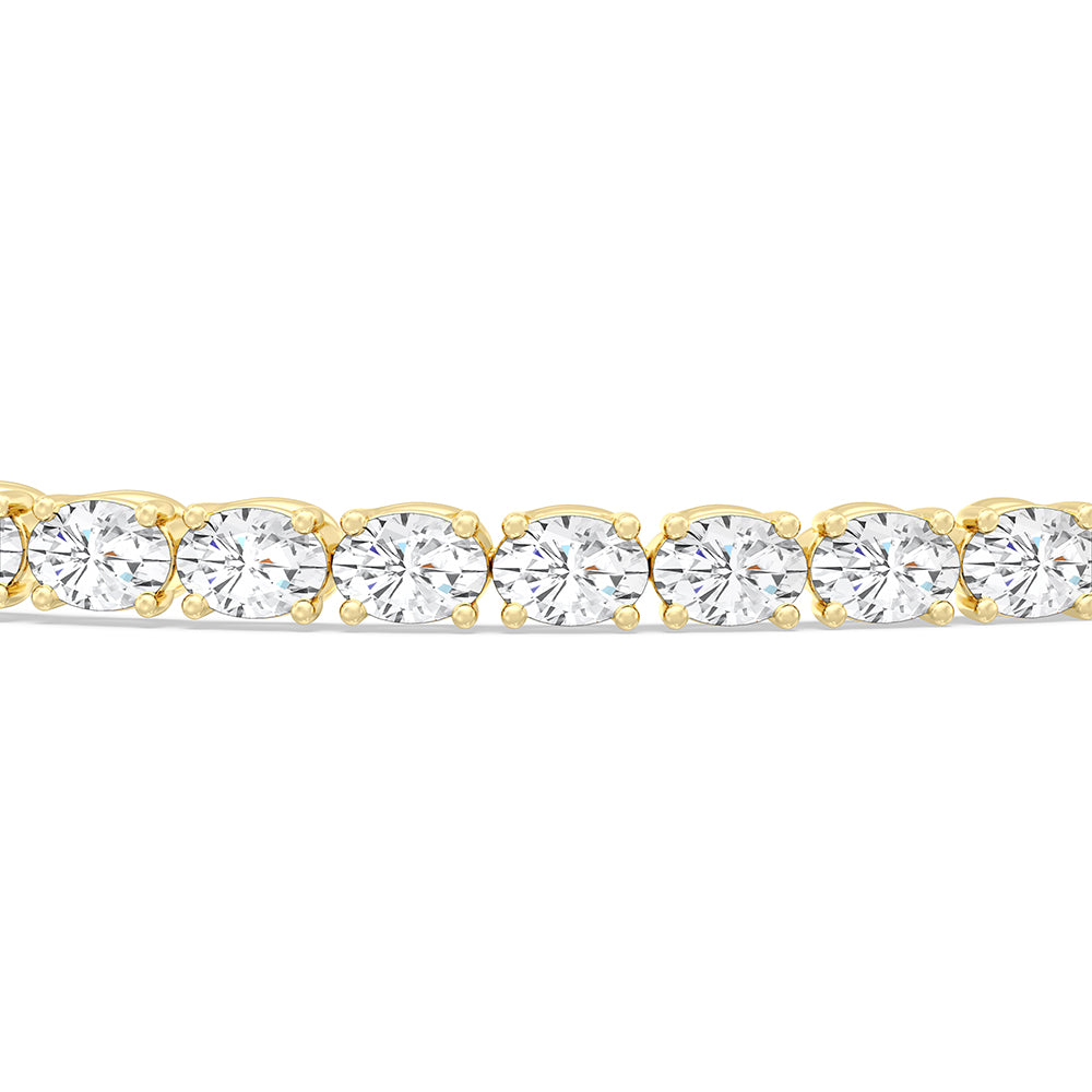 East-West Oval Tennis Bracelet with 7 Cut Diamond in 14KT Yellow Gold view 6
