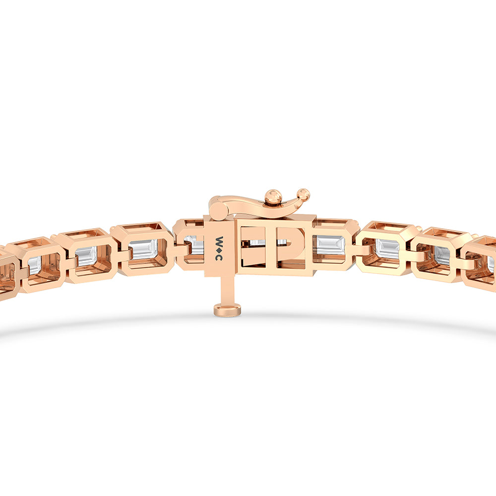 East-West Emerald Tennis Bracelet with 7 Cut Diamond in 14KT Rose Gold view 7
