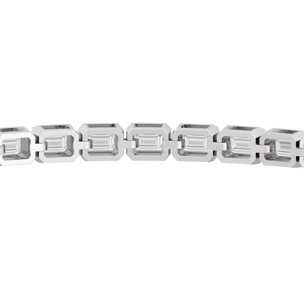 East-West Emerald Tennis Bracelet with 7 Cut Diamond in 14KT White Gold view 8
