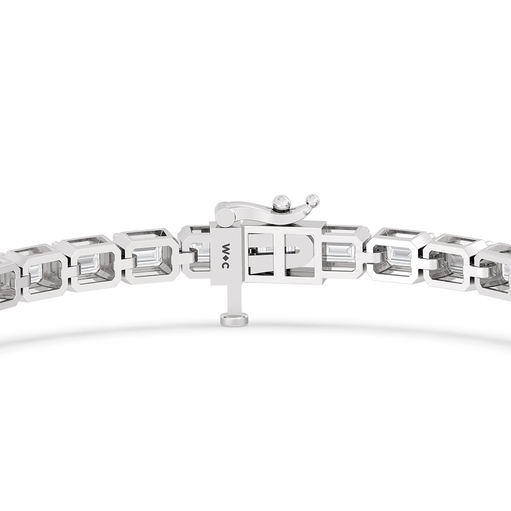 East-West Emerald Tennis Bracelet with 7 Cut Diamond in 14KT White Gold view 7
