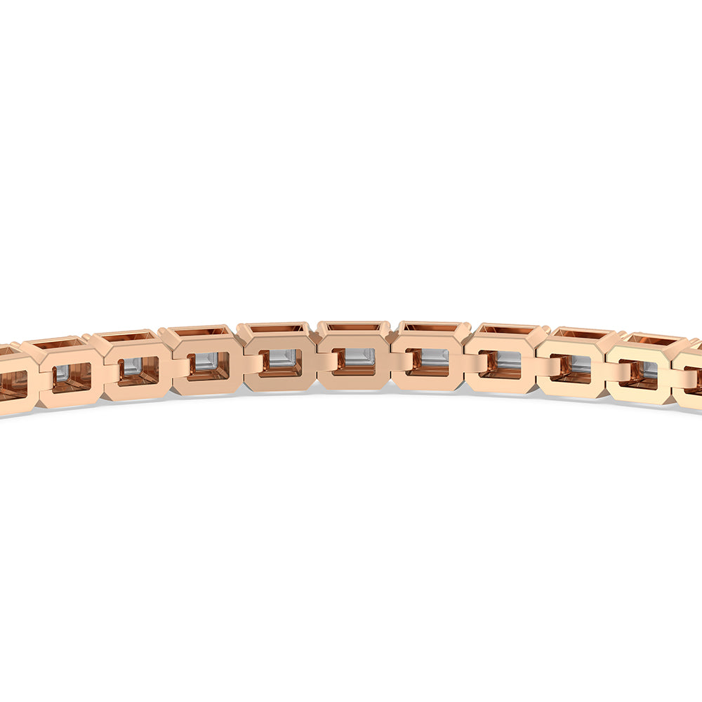 East-West Emerald Tennis Bracelet with 2 1/2 Cut Diamond in 14KT Rose Gold view 8
