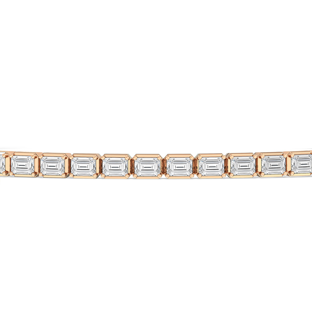 East-West Emerald Tennis Bracelet with 2 1/2 Cut Diamond in 14KT Rose Gold view 6
