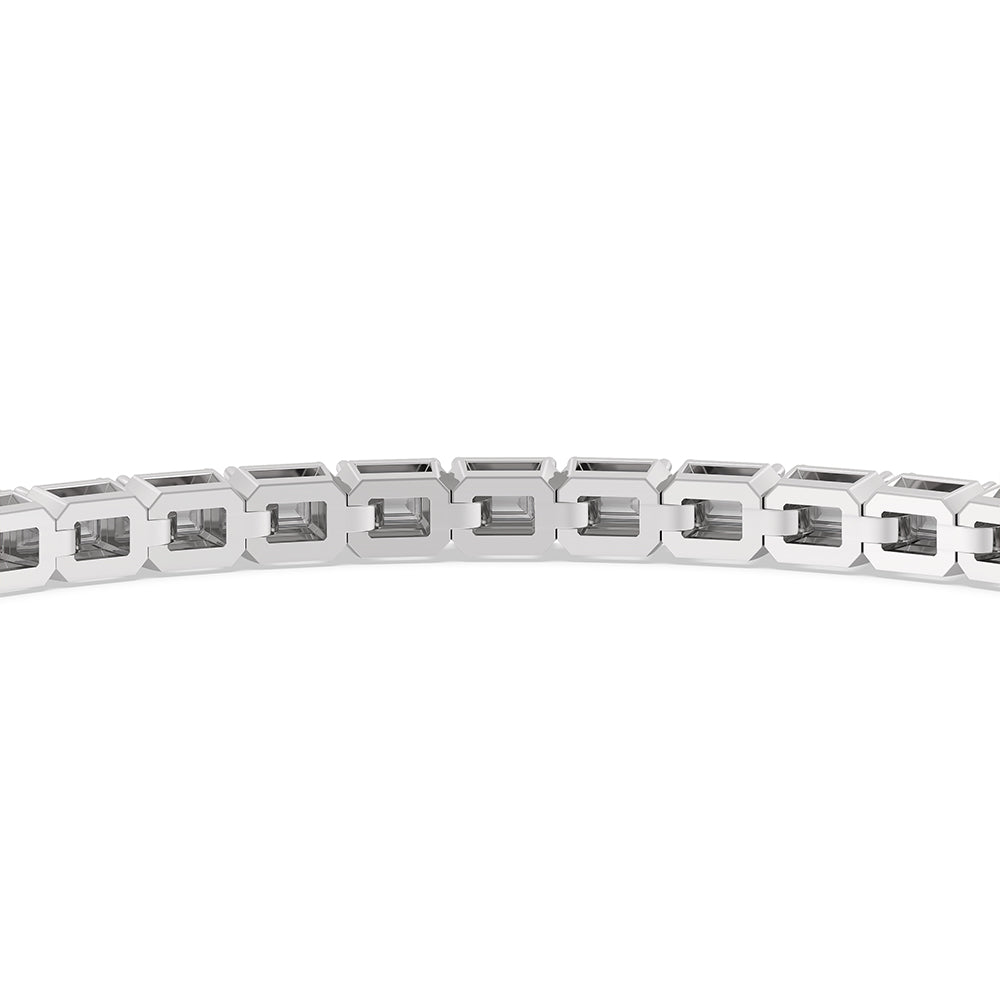 East-West Emerald Tennis Bracelet with 2 1/2 Cut Diamond in 14KT White Gold view 8
