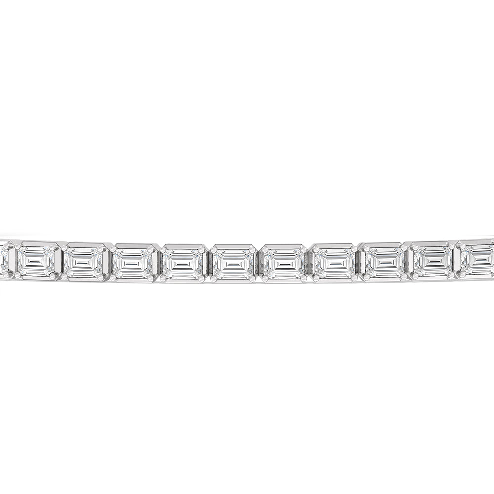 East-West Emerald Tennis Bracelet with 2 1/2 Cut Diamond in 14KT White Gold view 6
