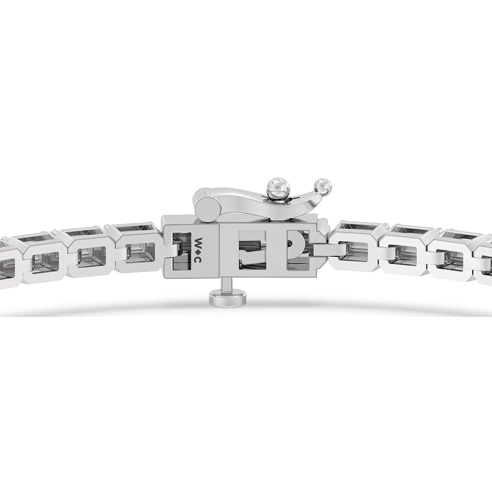 East-West Emerald Tennis Bracelet with 2 1/2 Cut Diamond in 14KT White Gold view 7
