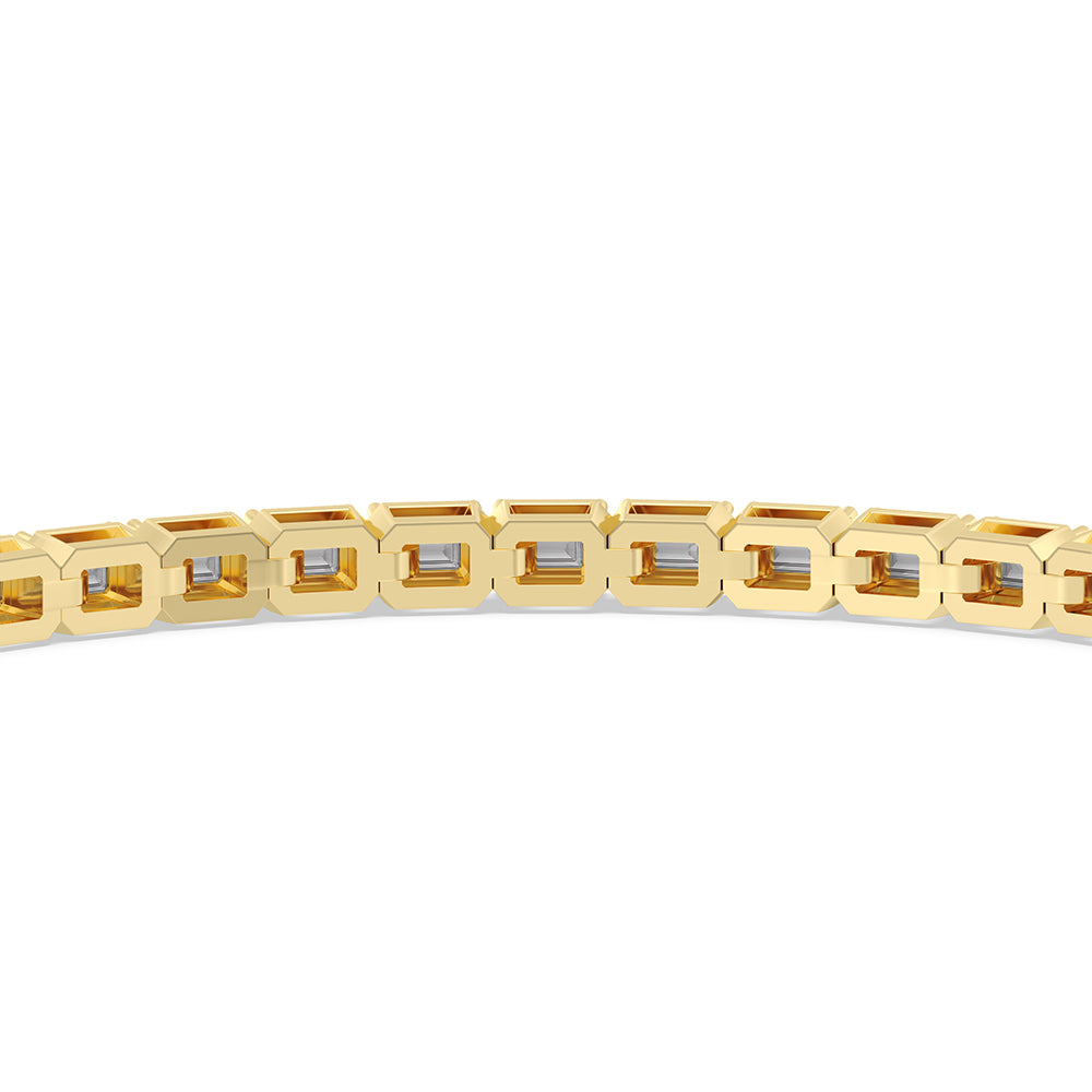 East-West Emerald Tennis Bracelet with 2 1/2 Cut Diamond in 14KT Yellow Gold view 8
