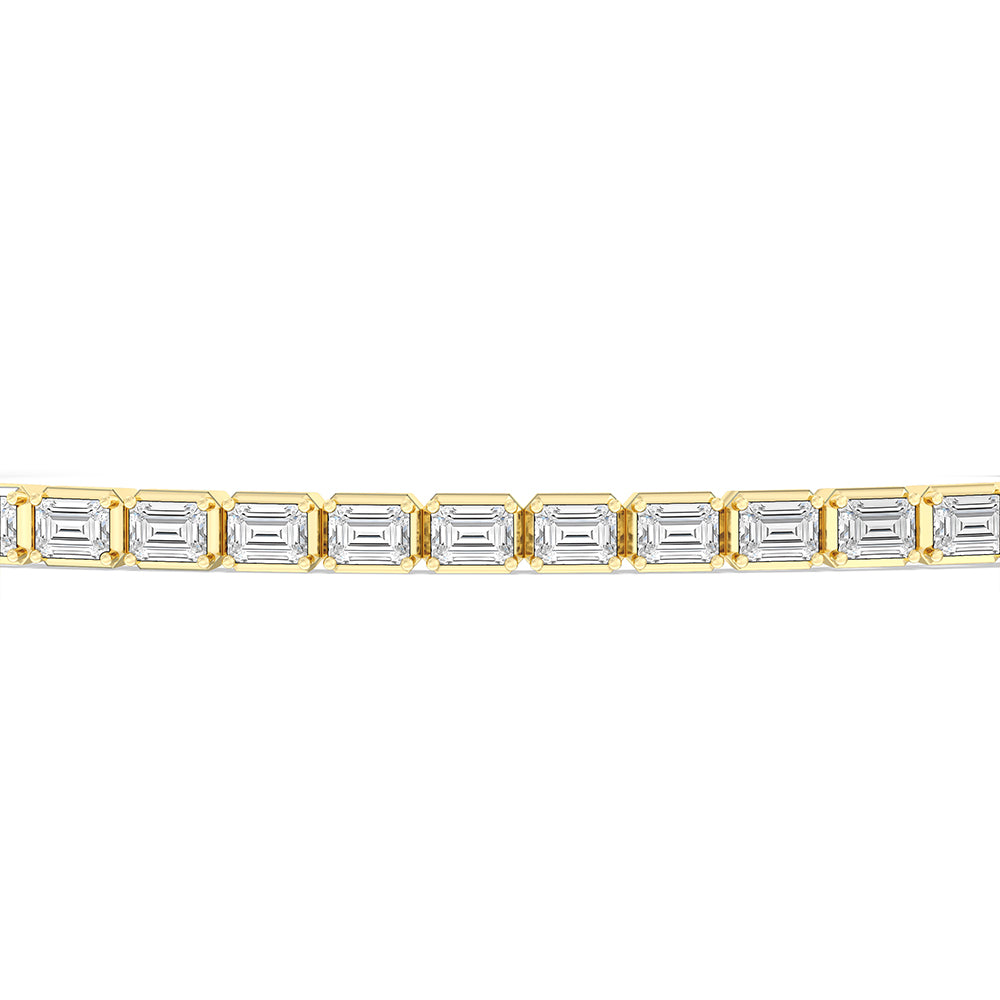East-West Emerald Tennis Bracelet with 2 1/2 Cut Diamond in 14KT Yellow Gold view 6
