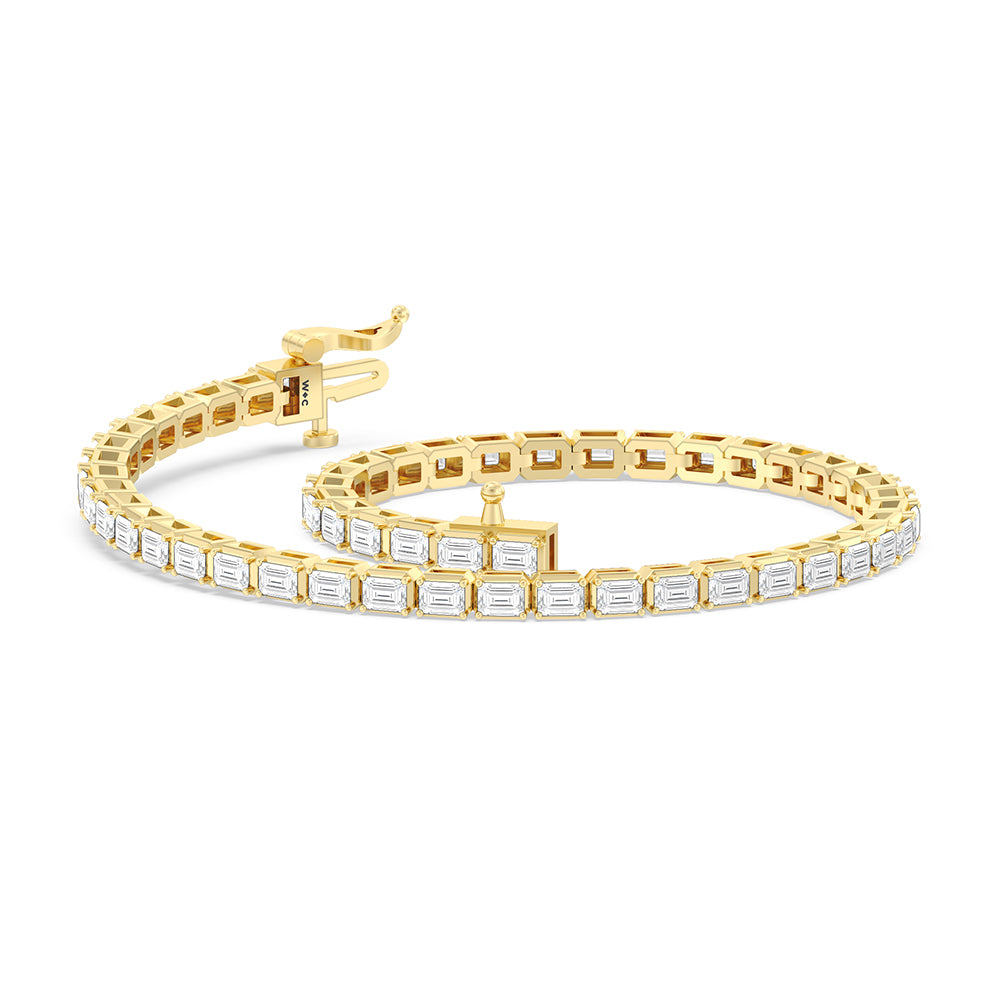 East-West Emerald Tennis Bracelet with 2 1/2 Cut Diamond in 14KT Yellow Gold view 5
