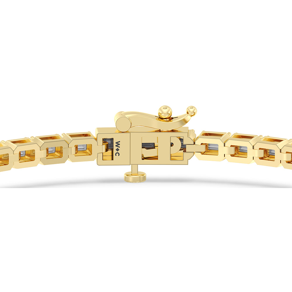 East-West Emerald Tennis Bracelet with 2 1/2 Cut Diamond in 14KT Yellow Gold view 7
