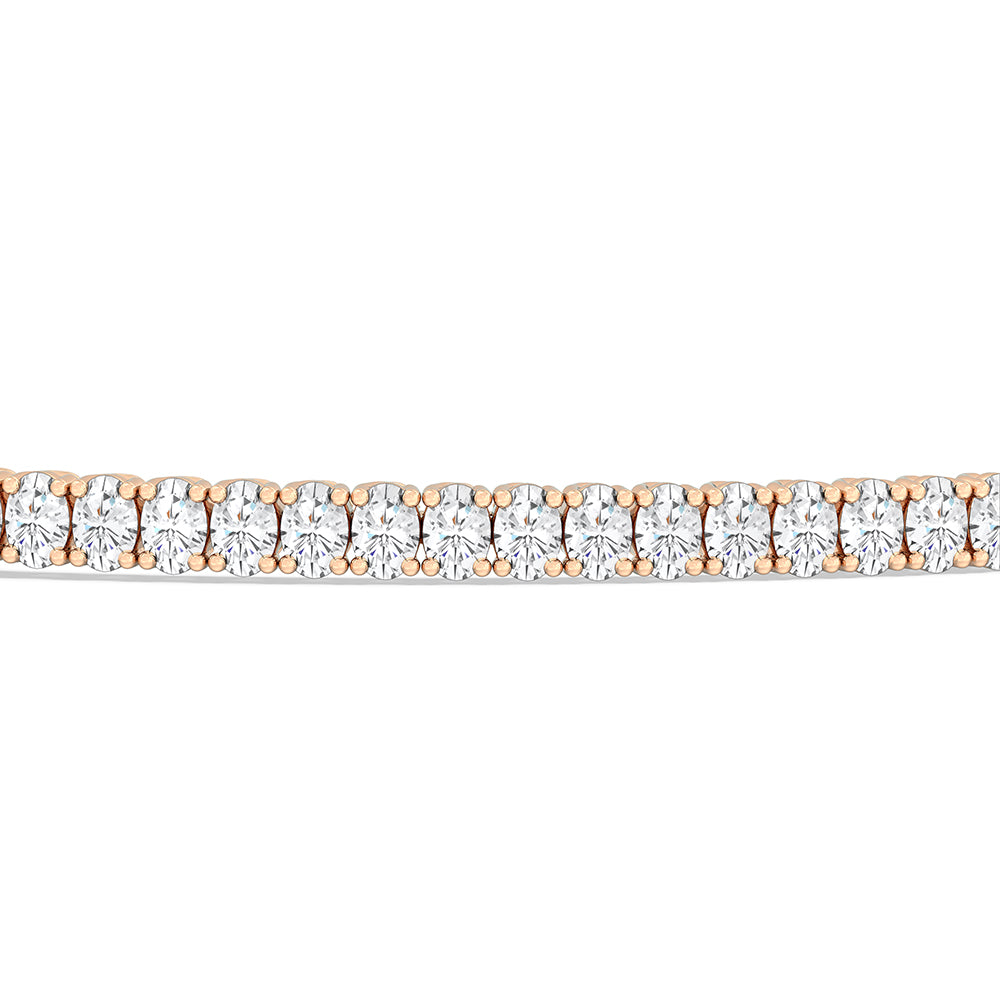 Oval Tennis Bracelet with 3 Cut Diamond in 14KT Rose Gold view 6
