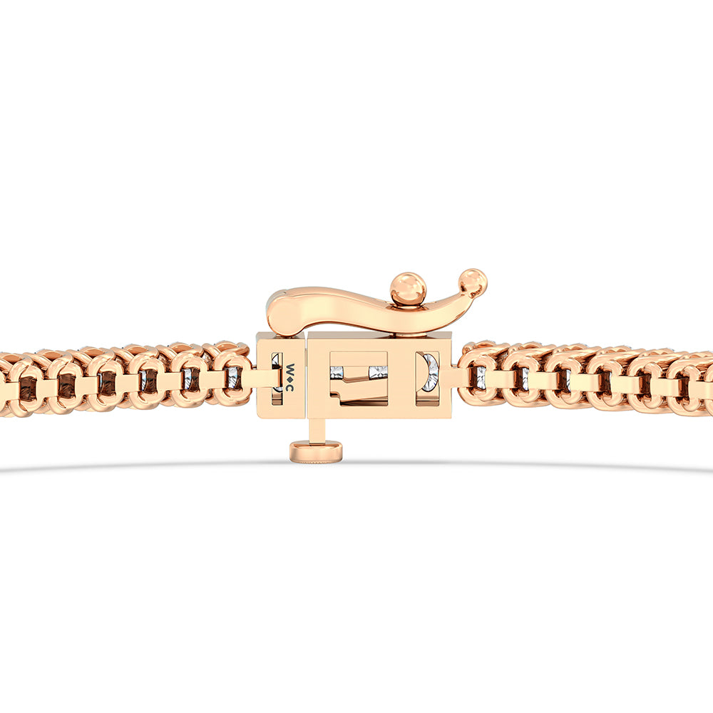 Oval Tennis Bracelet with 3 Cut Diamond in 14KT Rose Gold view 7
